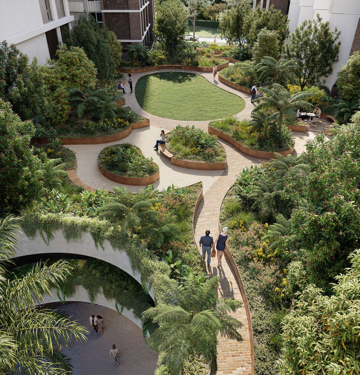 Central gardens at Nova Reve, Castle Hill NSW